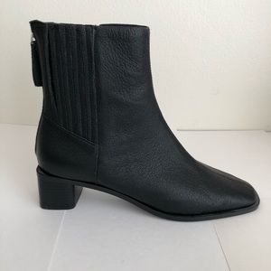 MANGO black leather square toe ankle boots